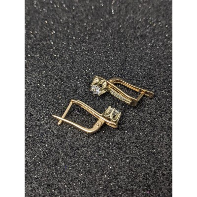 Серьги с камнями, золото 585 (14K), вес 3.86 г.