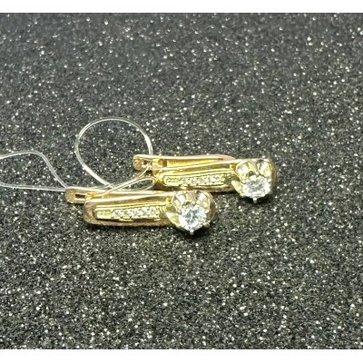 Серьги с камнями, золото 585 (14K), вес 3.83 г.