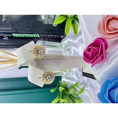 Серьги с камнями, золото 585 (14K), вес 7.08 г.