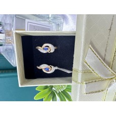 Серьги с камнями, золото 585 (14K), вес 4.95 г.