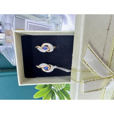 Серьги с камнями, золото 585 (14K), вес 4.95 г.