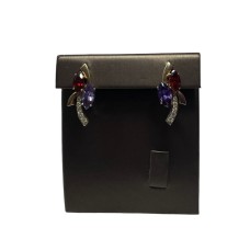 Серьги с камнями, золото 585 (14K), вес 9.3 г.