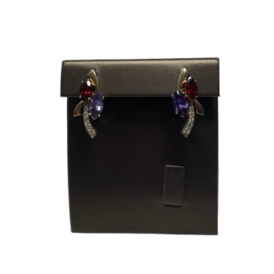 Серьги с камнями, золото 585 (14K), вес 9.3 г.