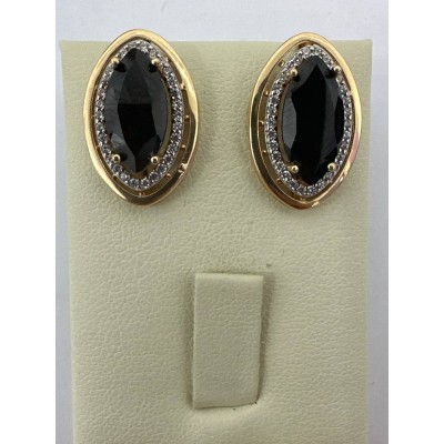 Серьги с камнями, золото 585 (14K), вес 6.74 г.