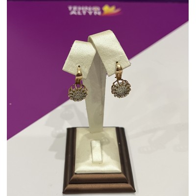 Серьги с камнями, золото 585 (14K), вес 4.5 г.