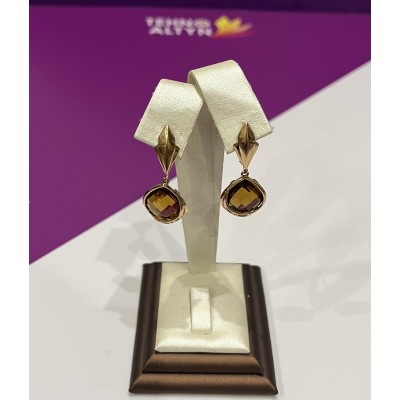 Серьги с камнями, золото 585 (14K), вес 8.72 г.
