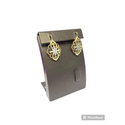 Серьги с камнями, золото 585 (14K), вес 6.15 г.