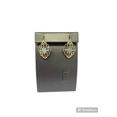 Серьги с камнями, золото 585 (14K), вес 6.15 г.