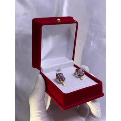 Серьги с камнями, золото 585 (14K), вес 6.59 г.