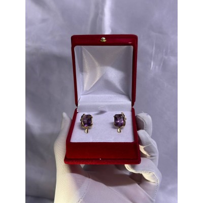 Серьги с камнями, золото 585 (14K), вес 6.59 г.
