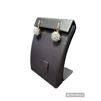 Серьги с камнями, золото 585 (14K), вес 4.7 г.