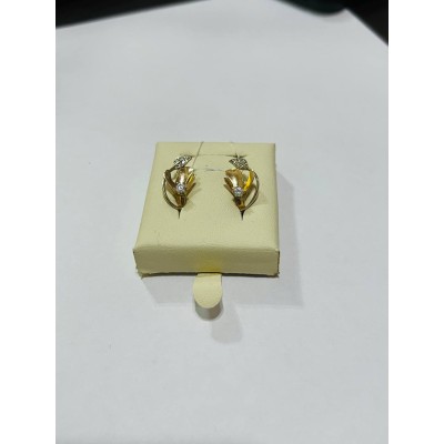 Серьги с камнями, золото 585 (14K), вес 4 г.