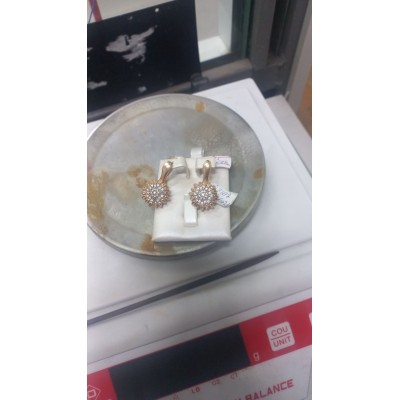 Серьги с камнями, золото 585 (14K), вес 5.83 г.