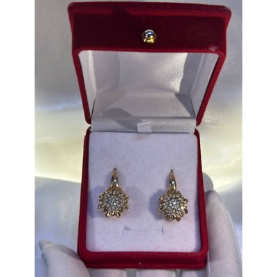 Серьги с камнями, золото 585 (14K), вес 5.71 г.