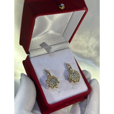 Серьги с камнями, золото 585 (14K), вес 5.71 г.