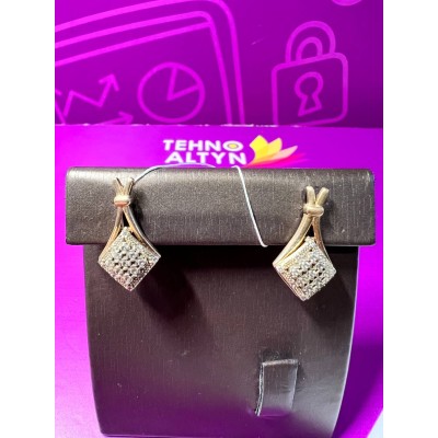 Серьги с камнями, золото 585 (14K), вес 4.71 г.