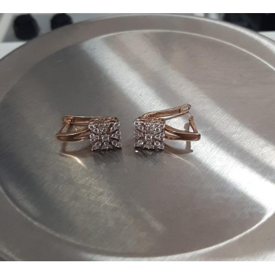 Серьги с камнями, золото 585 (14K), вес 4.57 г.
